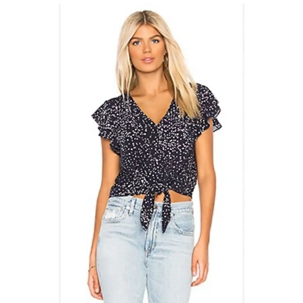 Cupcakes & Cashmere Tie Front Top NWT